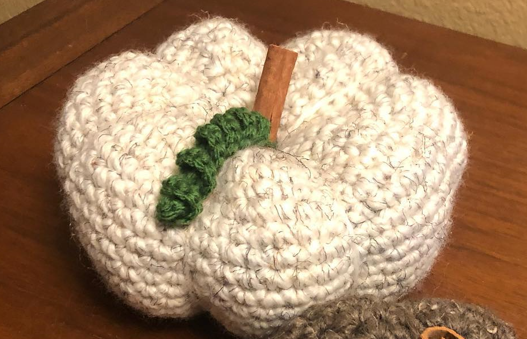 "Large 3-Piece Set" Handmade Crochet Pumpkins (14in. size) - Crochet Decor Collection