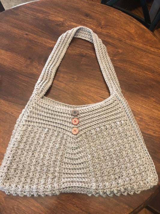 Grey crochet handbag/purse freeshipping - SimplyYarnCo