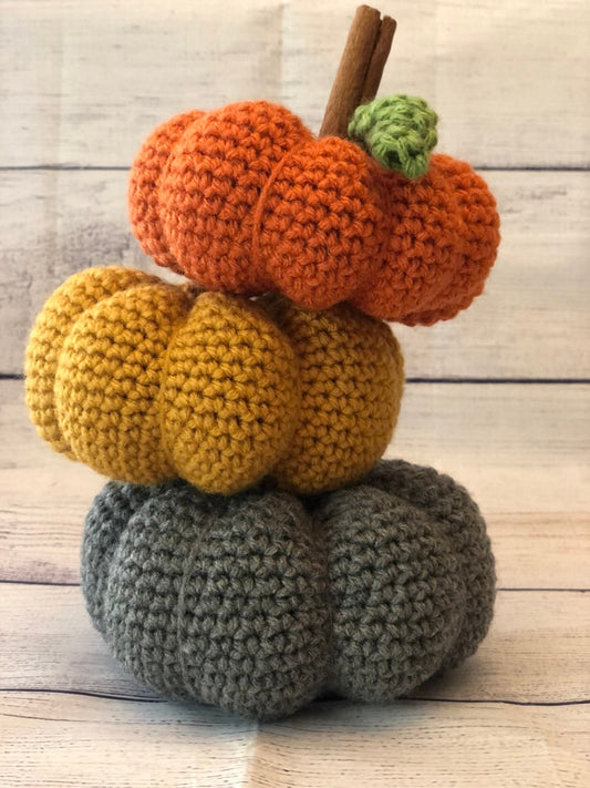 Medium Sized Handmade Crochet Pumpkin Singles (8" Size) - Crochet Decor