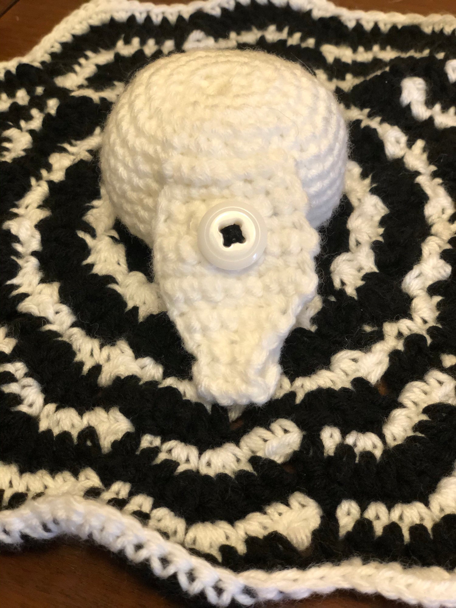 Jack Skellington baby lovey with pacifier holder freeshipping - SimplyYarnCo