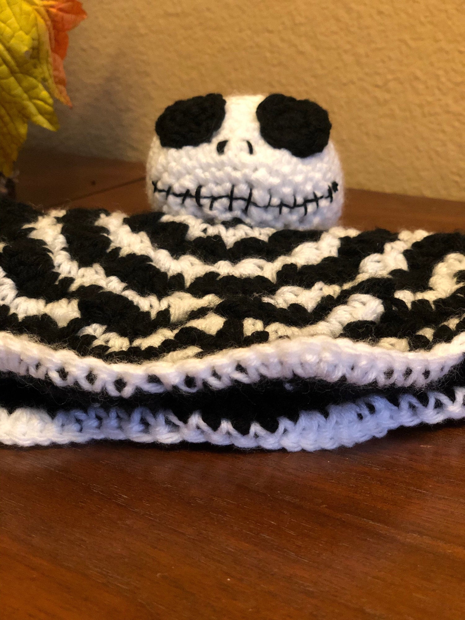 Jack Skellington baby lovey with pacifier holder freeshipping - SimplyYarnCo